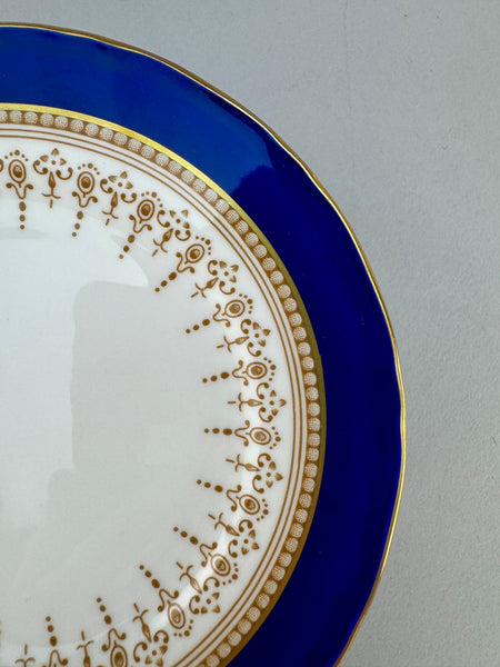 Excellent Set 8 Royal Worcester Regency Cobalt Blue Gilt Bread Butter Plates