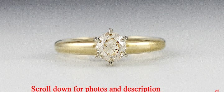 Fabulous 14K Yellow Gold and Diamond Solitaire Ring Size 6