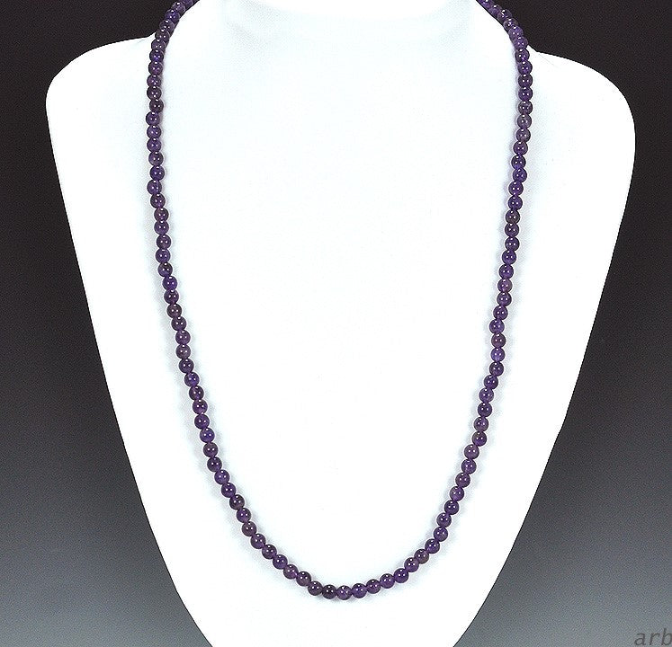Deep Purple Amethyst Beaded Necklace Sterling Silver Clasp India
