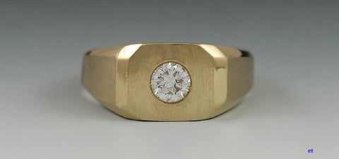 Stunning 14K Yellow Gold & .65ct Brilliant Diamond Men's Band Ring