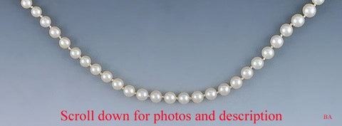 Graduated and Knotted Strand of Pearls Necklace w/14K White Gold Clasp