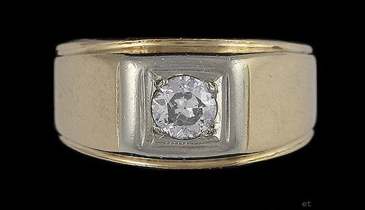 Heavy Weight Vintage 14k Yellow Gold & Diamond Ring