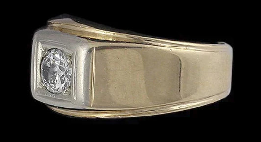 Heavy Weight Vintage 14k Yellow Gold & Diamond Ring