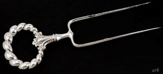 Old Sterling Silver Handled Roast Holder Silver Plated Carbon Steel Tines