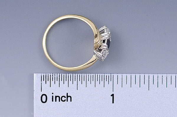 Stunning 14K Yellow Gold Sapphire & ~.50CT Diamond Bypass Three Stone Ring