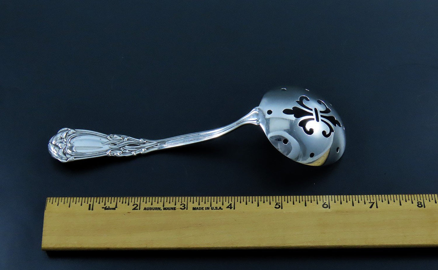 Rare Art Nouveau Durgin Iris Pierced Serving Ladle /Spoon P Mono 6 1/2 Inches
