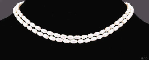 Elegant Double Strand Freshwater Pearl 14 Inch Necklace w/ White Gold Clasp