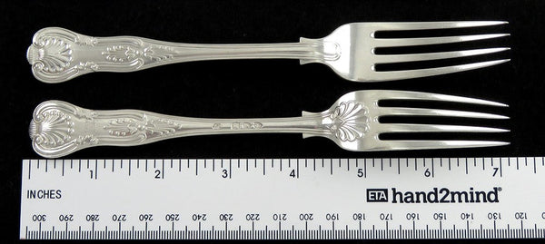 10 Antique 1893 English Sterling Silver Kings Pattern Large Forks