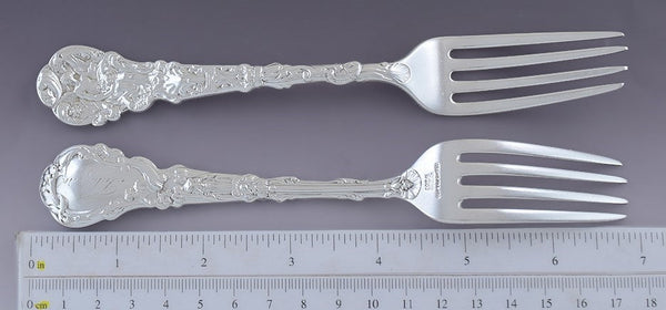 6 Antique Art Nouveau Gorham Sterling Silver Versailles Luncheon Forks 6 3/4"