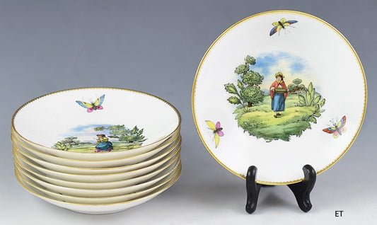 c1900-1925 Fine set 9 Spode Copeland Porcelain Saucers / Small Bowls
