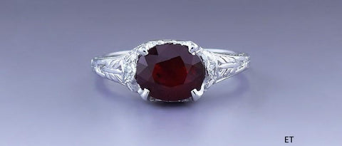 Vintage Design Platinum Diamond & Ruby Ring