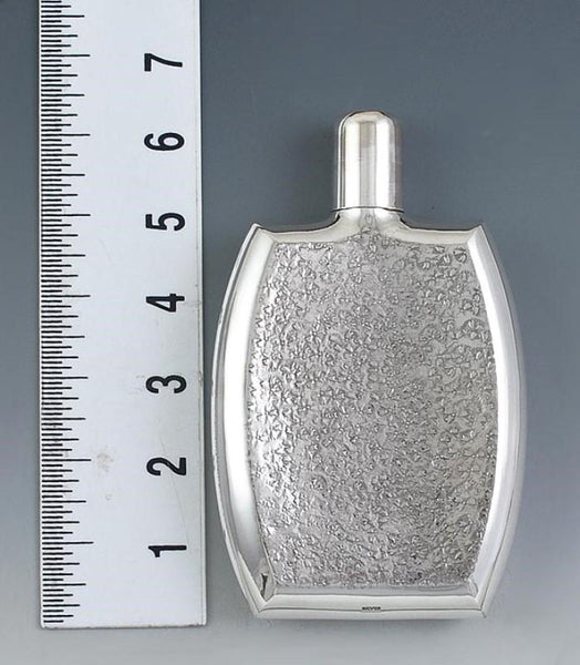 Fine Japanese Sterling Silver Flask w/ Threaded Shot Glass Cup Cap