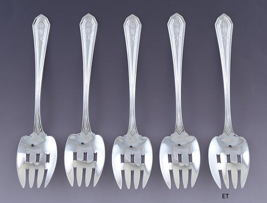 Rare set 5 Mount Vernon Sterling Silver Sulgrave Pastry Dessert Forks