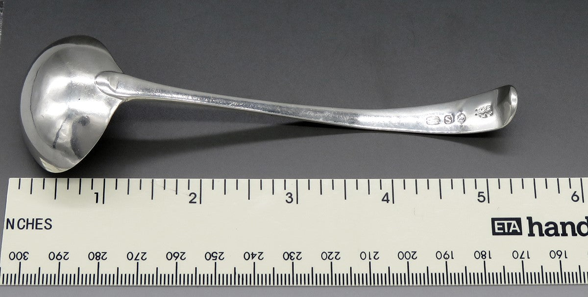 Antique 1793 English Georgian Sterling Silver Threaded Edge Gravy/Sauce Ladle