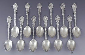 12 Antique Art Nouveau Gorham Sterling Silver Versailles Teaspoons