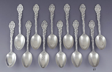 12 Antique Art Nouveau Gorham Sterling Silver Versailles Teaspoons