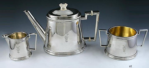 3pc Rare Heavy Venetian Italian 950 Silver Tea Set 1815