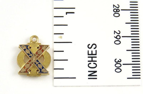 Antique 14k Yellow Gold Chi Phi Fraternity Enamel Pendant