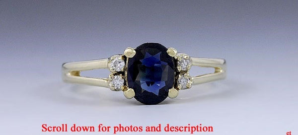 Nice 14k Yellow Gold Sapphire & Diamond Ring