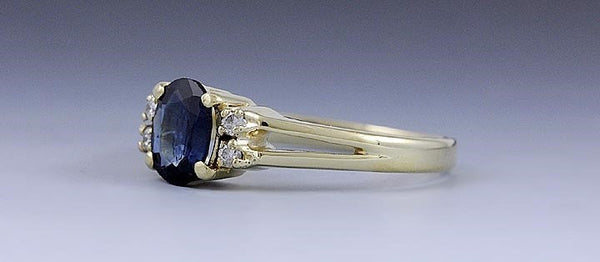 Nice 14k Yellow Gold Sapphire & Diamond Ring