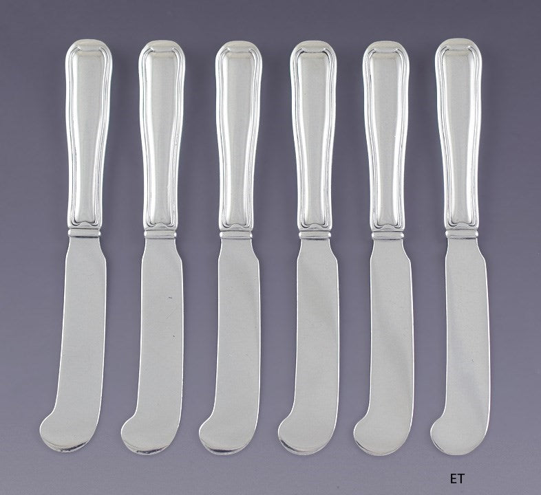 6 Georg Jensen Sterling Silver Old Danish Butter Knives Cheese Spreaders