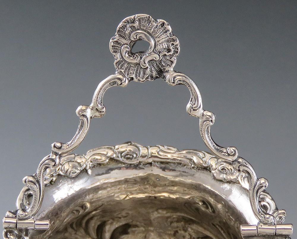 Antique c1890 Hanau German 800 Silver Hand Chased Tea Set Creamer and Sugar Bowl