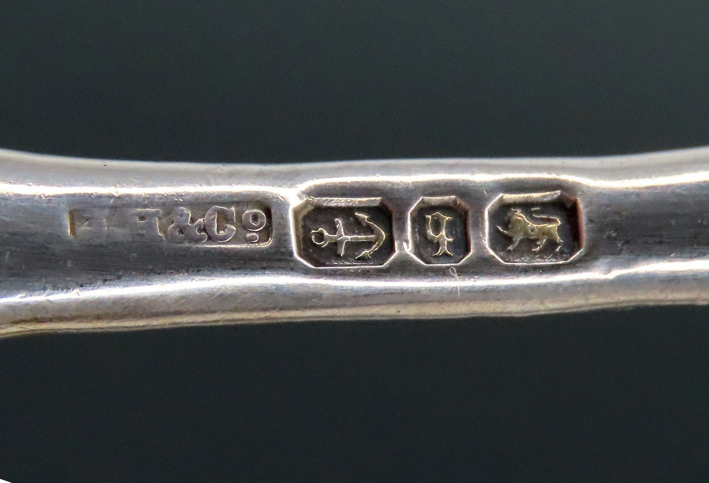 1890 Stunning Sterling Silver Sugar Spoon Enamel Handle No Mono 5 1/2 Inches