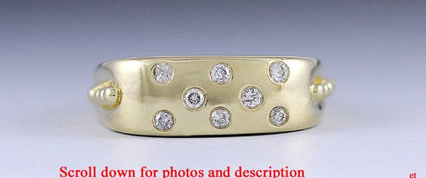Brilliant 14K Yellow Gold & Gypsy-Set Diamond Ring Size 10.5