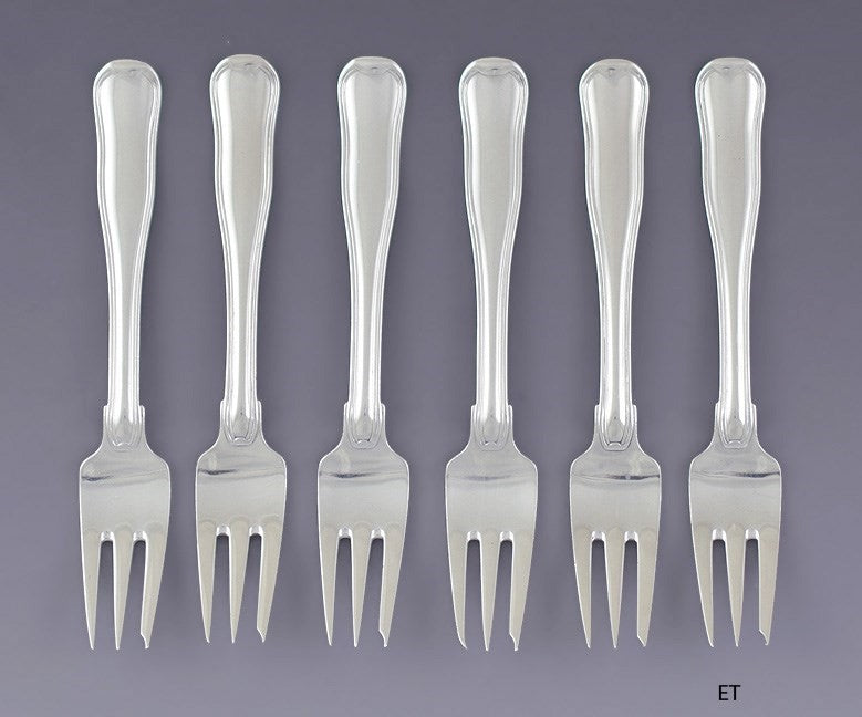 Great set 6 Georg Jensen Sterling Silver Old Danish Salad Forks 5 3/4"