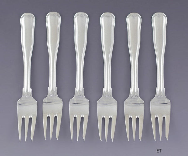 Great set 6 Georg Jensen Sterling Silver Old Danish Salad Forks 5 3/4"
