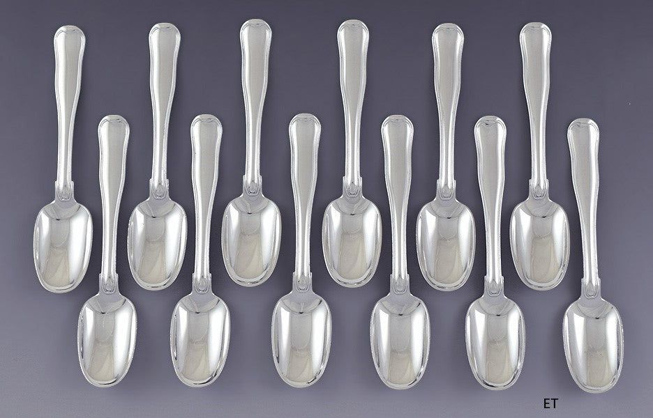 12 Georg Jensen Sterling Silver Old Danish Teaspoons Coffee Spoons 5 3/4"