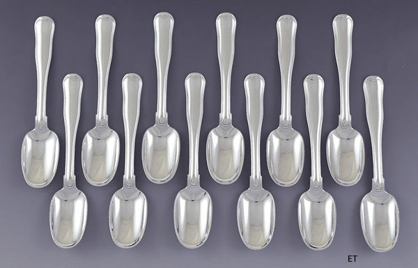 12 Georg Jensen Sterling Silver Old Danish Teaspoons Coffee Spoons 5 3/4"