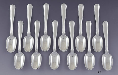12 Georg Jensen Sterling Silver Old Danish Teaspoons Coffee Spoons 5 3/4"