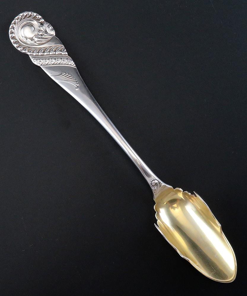 Antique c1890 Sterling Silver Frank Smith Art Nouveau Gilt Cheese Scoop Server