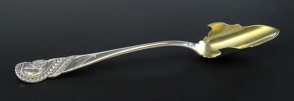 Antique c1890 Sterling Silver Frank Smith Art Nouveau Gilt Cheese Scoop Server