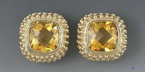 High End 14k Yellow Gold Citrine Earrings Clip On Stunning Honey Color