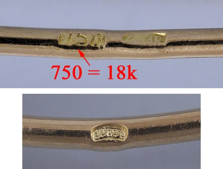 Stunning Italian 18k Yellow Gold Pearl Bangle