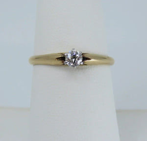 Classic VTG 14k Yellow Gold ~.22ct Diamond Solitaire Engagement RIng