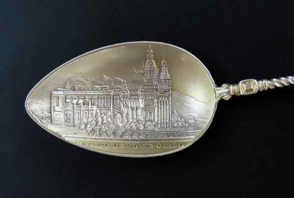 1890s Casino de Monte Carlo 800 Silver Souvenir Spoon w/ Spinning Roulette Wheel