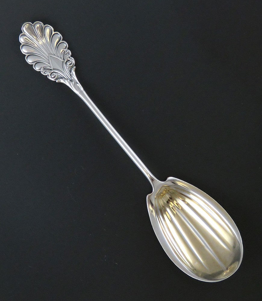 Antique Gorham Grecian 1861 Coin Silver Sugar Shell Small Serving Spoon 6"