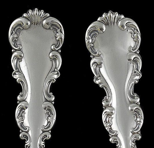 Sterling Silver Whiting Louis XV Salad Serving Fork Spoon Set NO MONO 9"