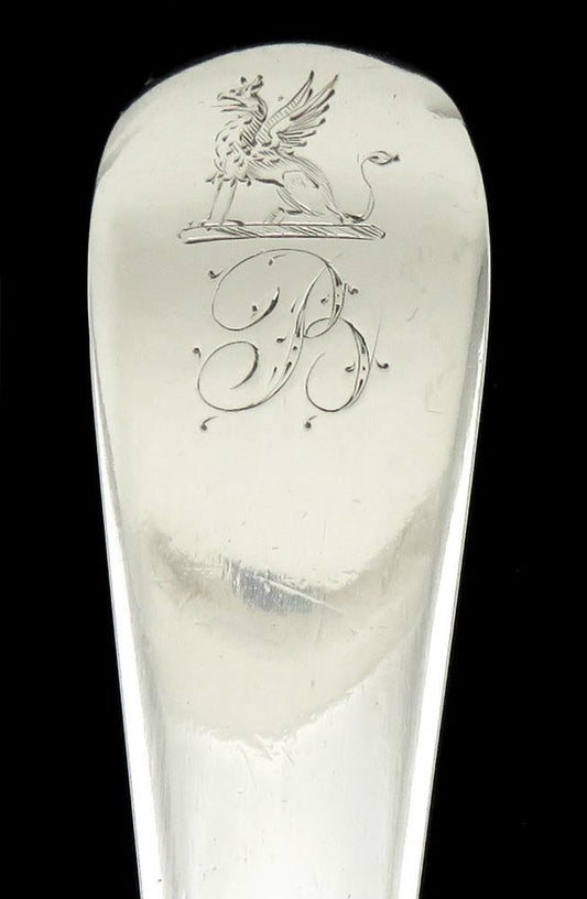 Antique 1775-85 Thomas Chawner Old English Tipt Sterling Silver Serving Spoon