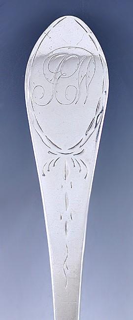 Antique 1790 American Coin Silver Platter Serving Stuffing Spoon 9 1/4"
