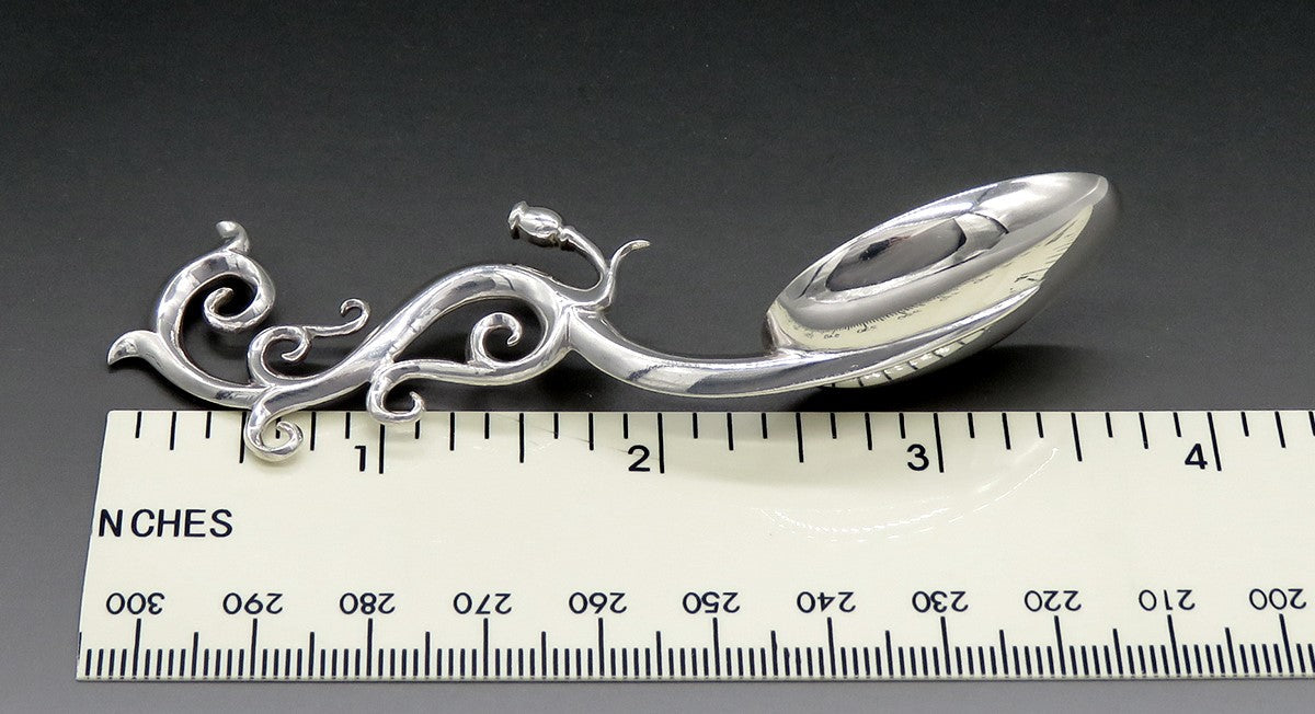 Antique European/American Sterling Silver Swirling Scroll Handle Spoon
