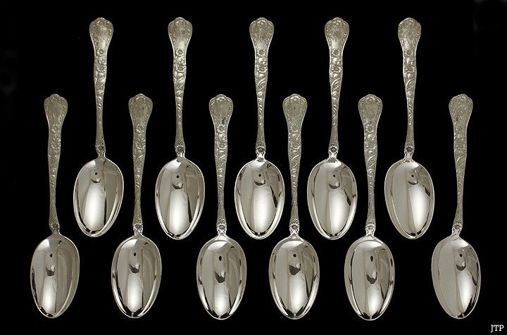 11 Art Nouveau Sterling Silver Gorham Marguerite 1901 Place Spoons 6 3/4"