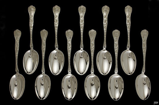 11 Art Nouveau Sterling Silver Gorham Marguerite 1901 Place Spoons 6 3/4"