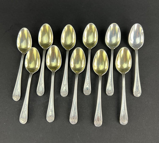 Rare Set 11 Gorham Sterling Silver Hamilton Engraved Demitasse Coffee Spoons
