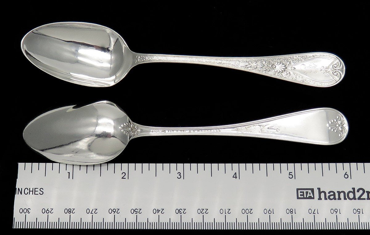 Rare Set 10 c1880 American Sterling Silver Aesthetic Movement Teaspoons
