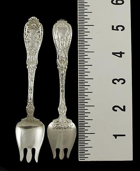 2 Antique Sterling Silver Gorham Paris 1901 Art Nouveau Ice Cream Forks