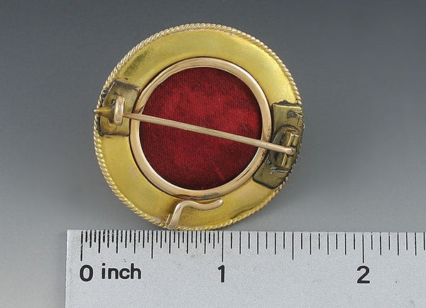 Victorian Etruscan Revival 14k Gold Garnet Brooch Pin